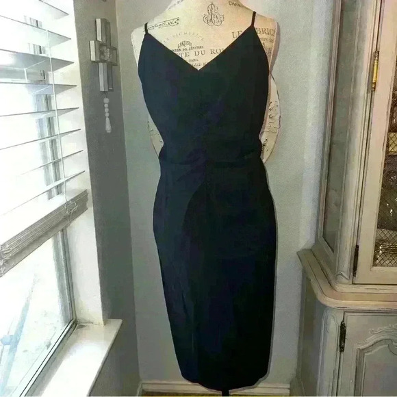Nine West black linen like ruched midi dress 2X - Picture 7 of 7